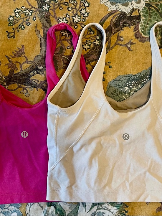 lululemon athletica Tops - lululemon athletica Cropped Tank Tops in White and Fuchsia Pink